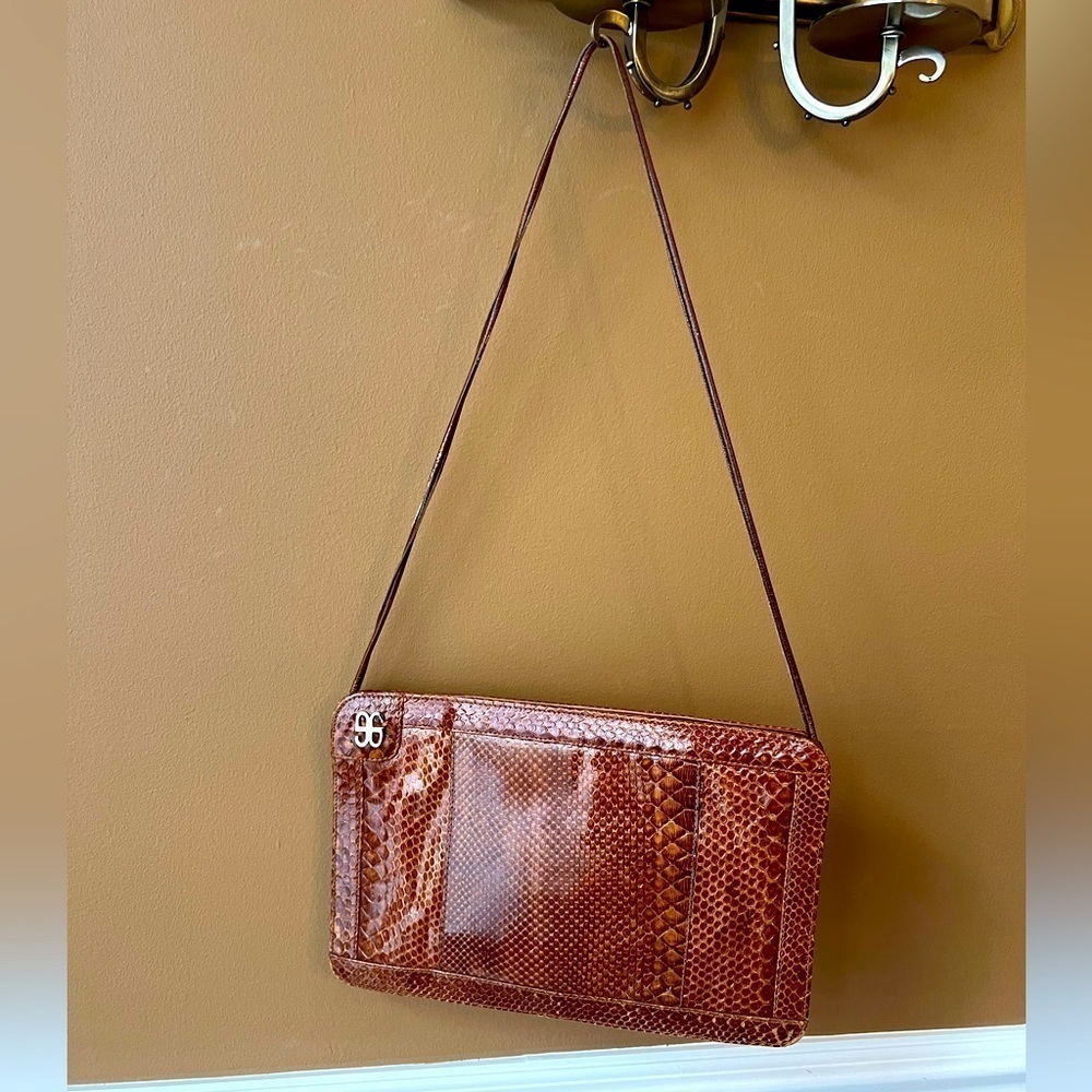 Women’s Brown Snakeskin Envelope Shoulder Purse
